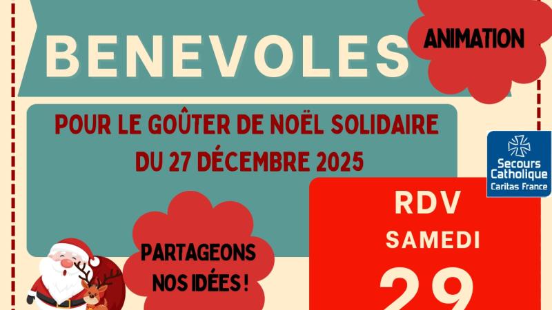 Recherche bénévoles Goûter de Noël solidaire